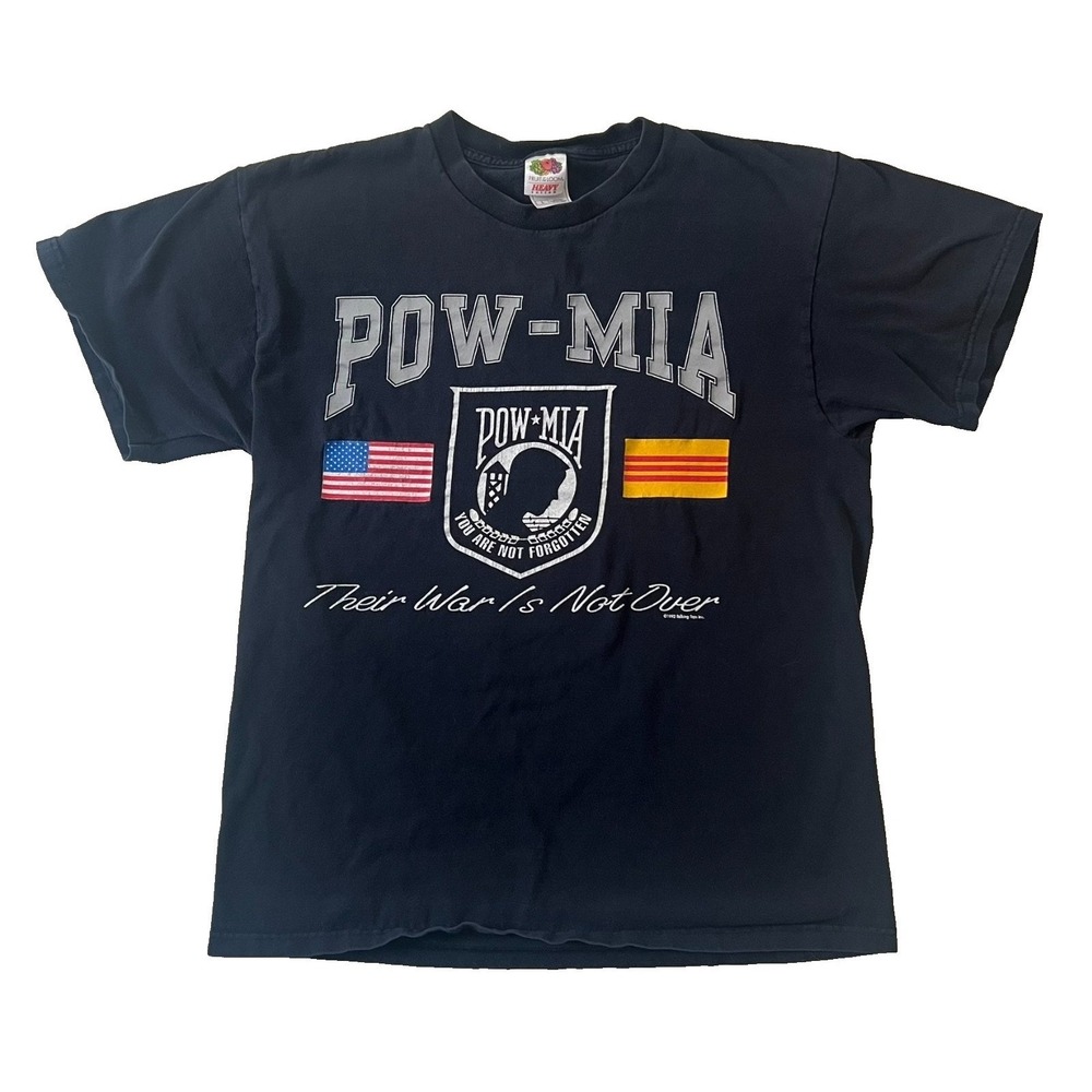 Vintage 1992 POW MIA T Shirt Large Vietnam War You Are Not Forgotten FOTL 90s